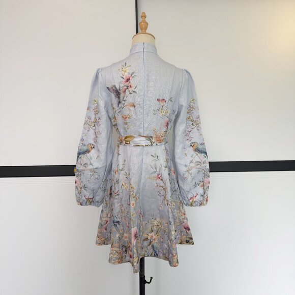 NWOT ！Zimmermann Linen Rebellion Floral Mini Dress- Size 0/US4 - Picture 4 of 10